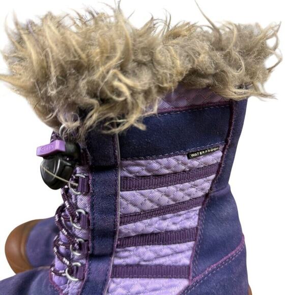 Keen Wapato Waterproof Leather Girls Kids Purple Fur Trim Wnter Boots Tall sz 2 - Picture 9 of 16